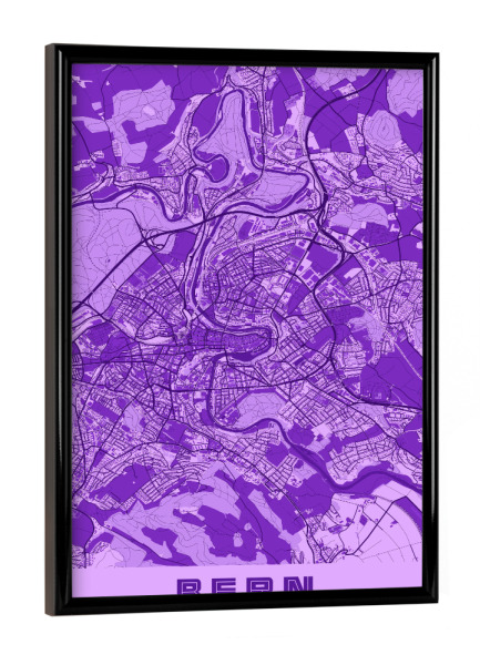 Poster mit schwarzem Rahmen "City Bern Stadtplan" artboxONE - Städte