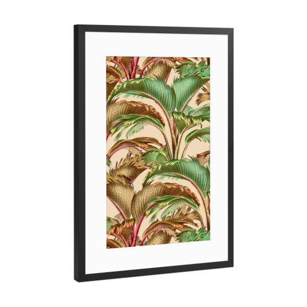 Poster mit Rahmen Schwarz (Metallic) "Tropenwald-Pastellfarbe" artboxONE - Natur,Floral