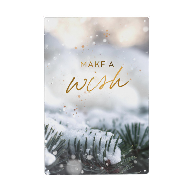 Metall Poster "Make a wish for Christmas" artboxONE - Typografie,Natur,Floral,Weihnachten