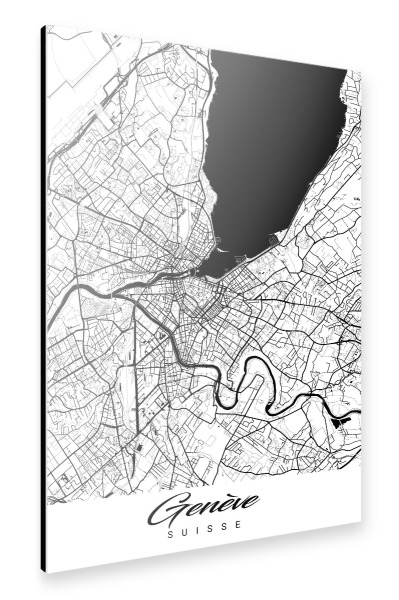 Alu-Dibond "Genf als Stadtplan" 30x20 cm artboxONE