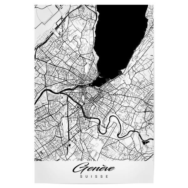 Poster "Genf als Stadtplan" artboxONE - Städte,Schwarzweiß,Kartografie