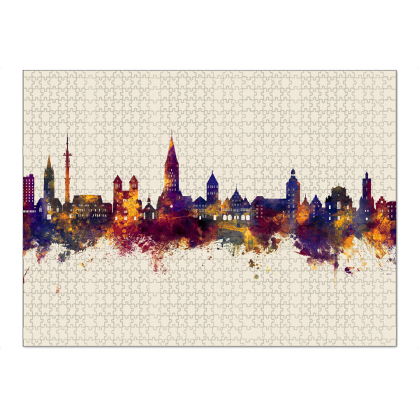 Puzzle Ravensburger "Paderborn Skyline Herbst" artboxONE - Städte - Paderborn,Deutschland,Deutschlandskyline,Stadtbild,Stadtbild,Aquarell,Malerei