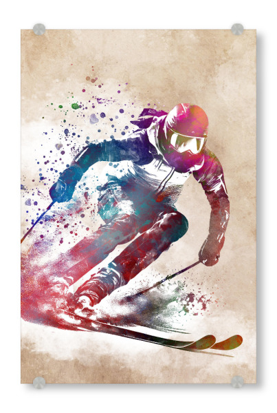 Acrylglasbild "Skisport Kunst B" artboxONE - Sport - Ski,Skifahren,Alpinski,Wintersport,Sport,Grafik,Sport
