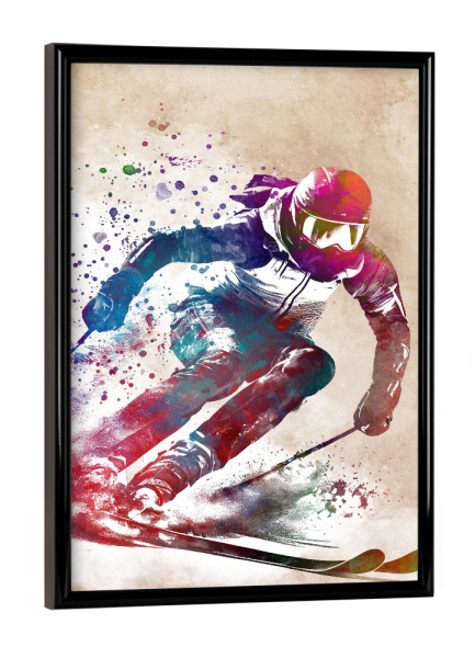 Poster mit schwarzem Rahmen "Skisport Kunst B" artboxONE - Sport - Ski,Skifahren,Alpinski,Wintersport,Sport,Grafik,Sport