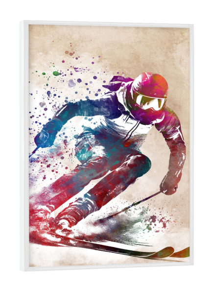 Poster mit weißem Rahmen "Skisport Kunst B" artboxONE - Sport - Ski,Skifahren,Alpinski,Wintersport,Sport,Grafik,Sport