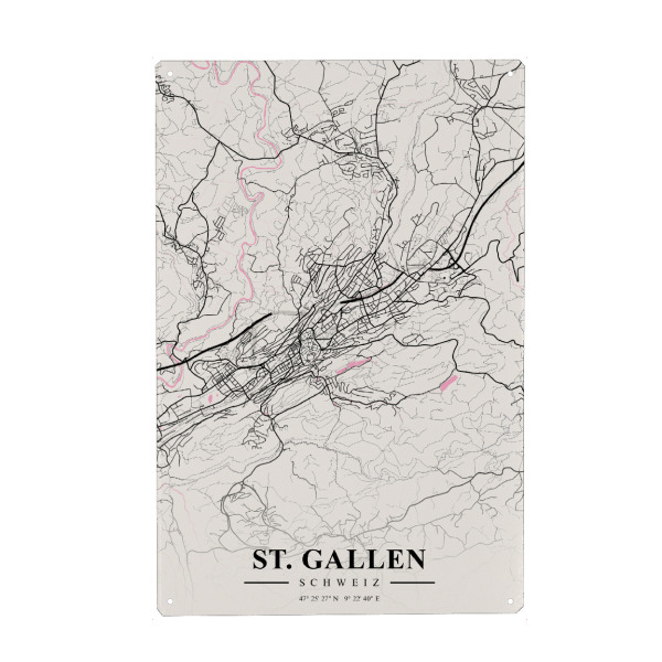 Holzbild "City Map von St. Gallen" artboxONE - Städte