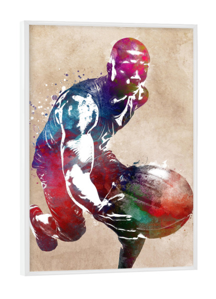 Poster mit weißem Rahmen "Basketballspieler Sportkunst B" artboxONE - Sport,Sport / Motivation - Korb,Basketball,Sport,Spieler,Spiel