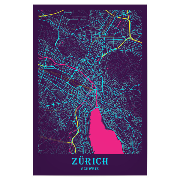 Poster 30x20 cm "Stadplan Zürich Map" artboxONE - Städte / Zürich,Kartografie