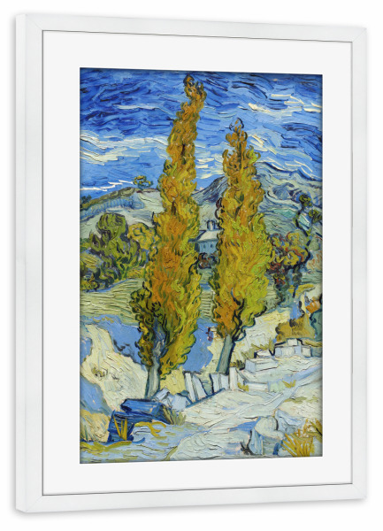 Poster mit Rahmen weiß "Die Pappeln in Saint-Rémy" artboxONE - Natur,Reise,Reise / Länder,Für Mama,Für Papa