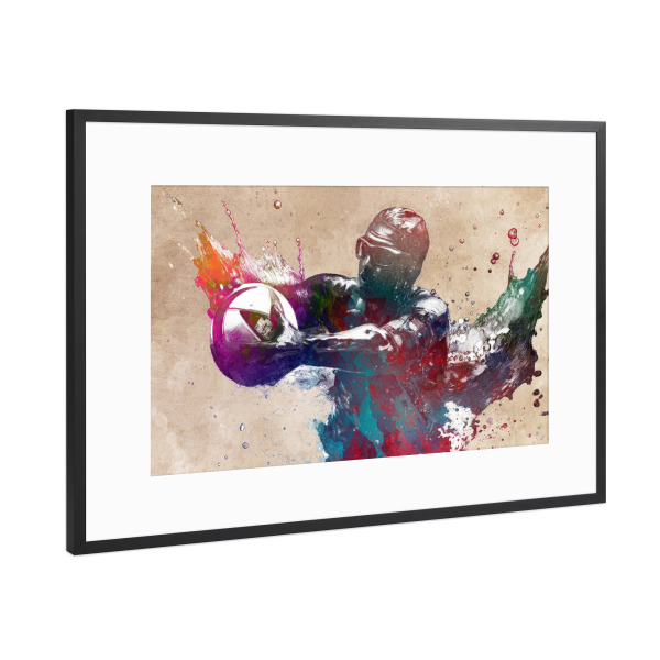 Poster mit Rahmen Schwarz (Metallic) "Wasserball Sportkunst D" artboxONE - Sport,Sport / Sommerspiele