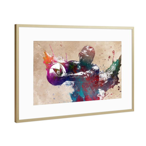 Poster mit Rahmen Gold "Wasserball Sportkunst D" artboxONE - Sport,Sport / Sommerspiele - Wassersport,Sport,Wasserball,Spieler,Spiel,Schwimmen,Grafik