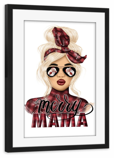 Poster mit Rahmen schwarz "Blonde fröhliche Mama" artboxONE - Fashion,Weihnachten,Buchstaben,Für Mama,Festivals