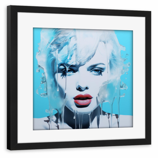 Poster mit Rahmen schwarz "ICE WOMAN LIPPENSTIFT" artboxONE - Menschen,Fashion,Festivals - Popart,Weiß,Rot,Blau