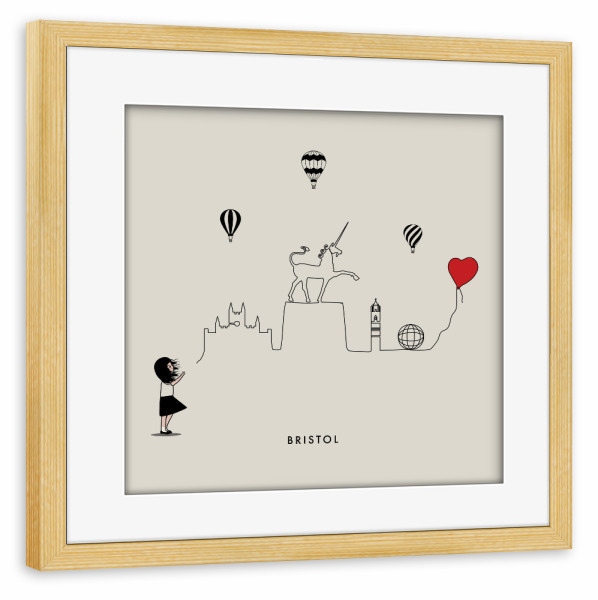 Poster mit Rahmen kiefer "Bristol Skyline-Drachen" artboxONE - Städte,Reise,Architektur