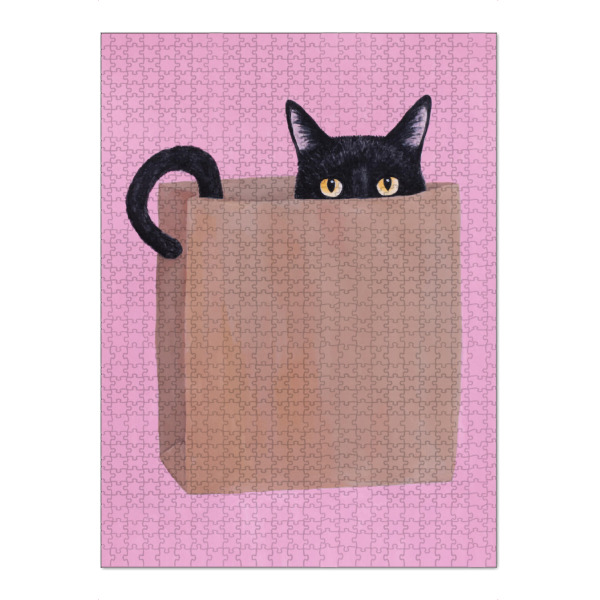 Puzzle Ravensburger "Schwarze Katze in Papiertüte" artboxONE - Tiere