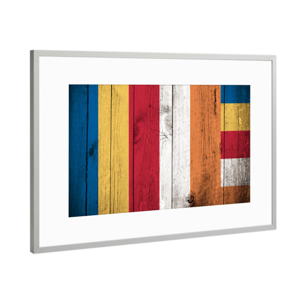Poster mit Rahmen Silber "Buddhist vintage flag" artboxONE - Abstrakt,Liebe