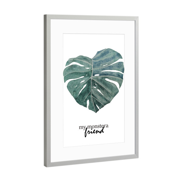 Poster mit Rahmen Silber "My monstera friend" artboxONE - Natur,Floral