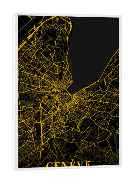 Poster mit weißem Rahmen "Citymap Genf" artboxONE - Städte,Kartografie