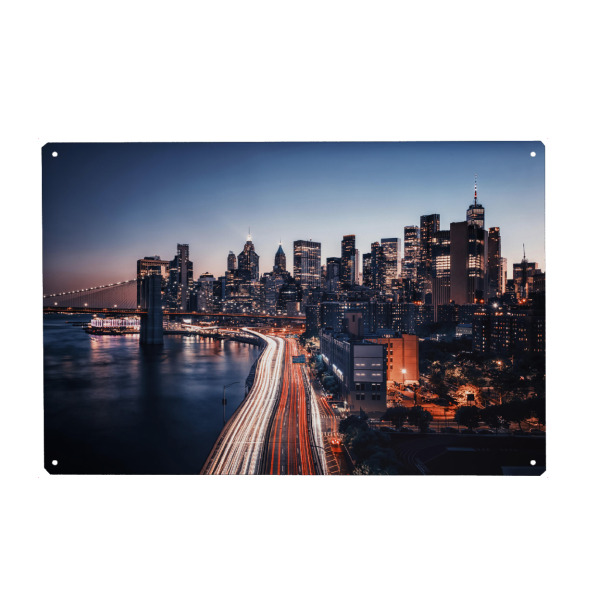 Metall Poster "New York City am Abend" artboxONE - Städte,Städte / New York,Reise,Architektur,Reise / Länder
