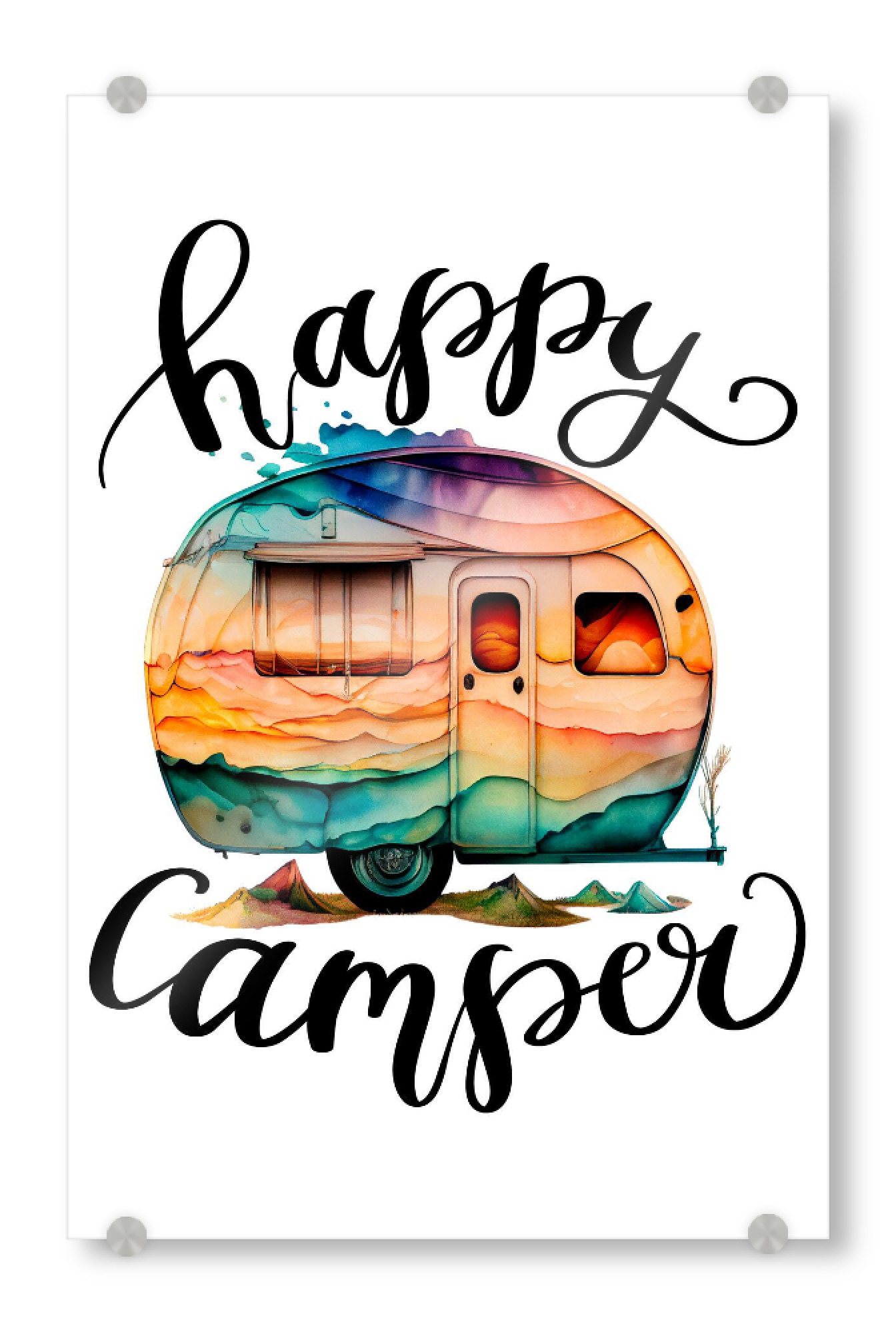 Acrylglasbild "Glückliche Camper-Kunst" artboxONE - Automobile,Buchstaben,Für Mama,Für Papa,Festivals