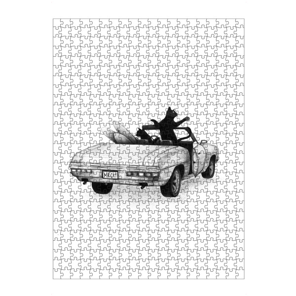 Puzzle Ravensburger "Schwarze Katzen im Auto" artboxONE - Natur,Tiere,Comic,Automobile,Lustig