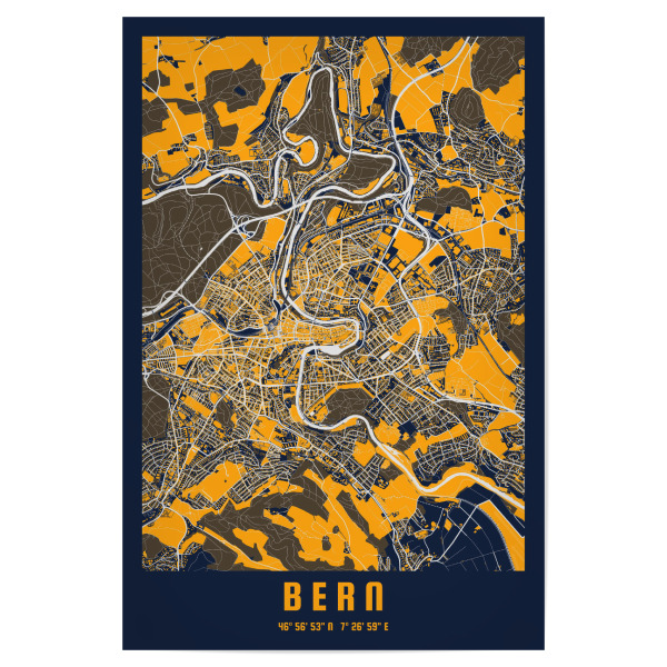 Poster 30x20 cm "City Bern Karte" artboxONE - Städte,Kartografie