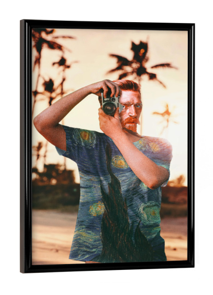 Poster mit schwarzem Rahmen "Vincent im Urlaub" artboxONE - Reise,Menschen,Lustig