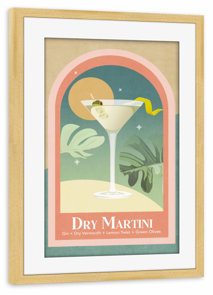 Poster mit Rahmen kiefer "Tunaboylu - Dry Martini" artboxONE - Typografie,Essen & Trinken,Essen & Trinken / Alkohol