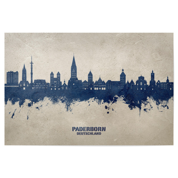Poster 30x20 cm "Paderborn Skyline PaintBlue" artboxONE - Städte - Paderborn,Deutschland,Deutschlandskyline,Stadtbild,Stadtbild,Aquarell,Malerei