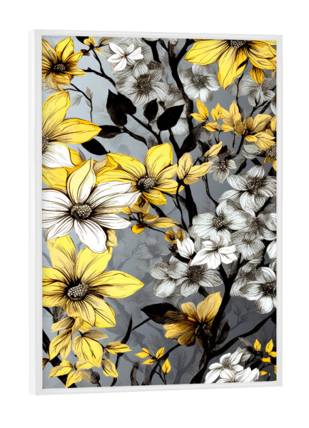 Poster mit weißem Rahmen "Blumen und Blätter L" artboxONE - Natur,Floral - Natur,Blumen,Blumen,Botanische,Blätter,Blatt,Blumen,Garten