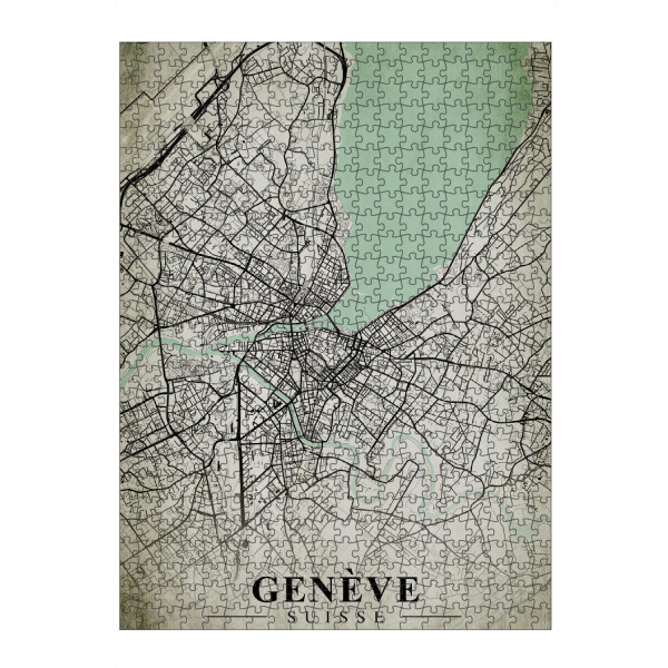 Puzzle Ravensburger "Genève Vintage City Map" artboxONE - Städte,Kartografie
