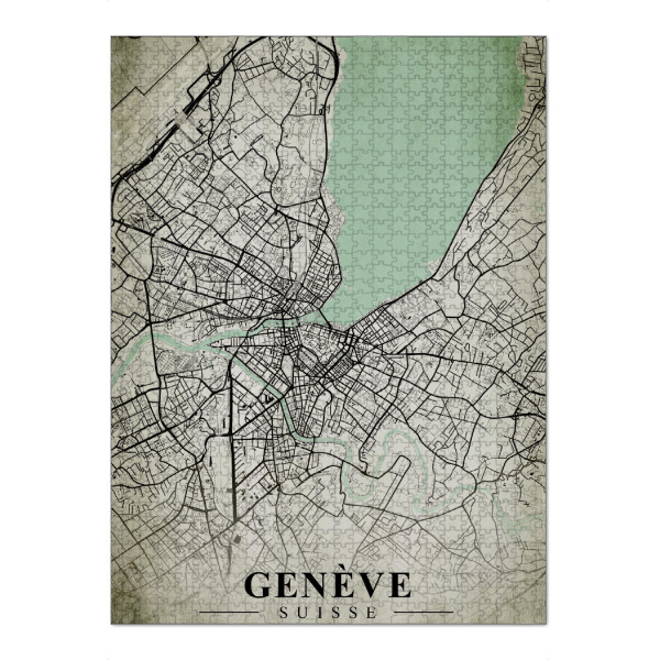 Puzzle Ravensburger "Genève Vintage City Map" artboxONE - Städte,Kartografie