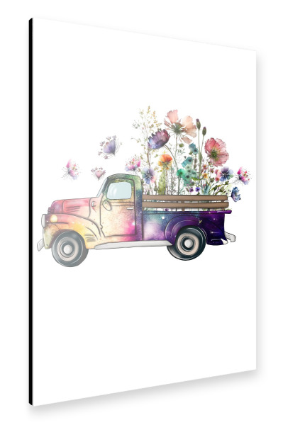 Alu-Dibond "Wildblumen-Truck" 30x20 cm artboxONE