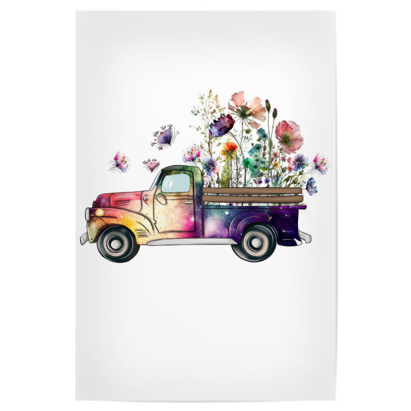 Poster "Wildblumen-Truck" artboxONE - Automobile,Fashion,Festivals,Lustig