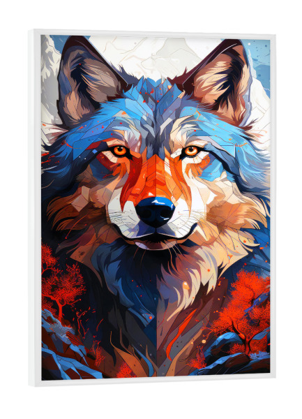 Poster mit weißem Rahmen "Wolf Tierkunst B" artboxONE - Tiere - Wolf,Wölfe,Tier,Tiere,Wildes tier,Malerei