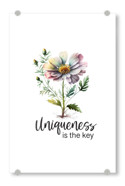 Acrylglasbild "Einzigartigkeit ist der Schlüssel" artboxONE - Natur,Floral,Fashion,Buchstaben,Für Mama