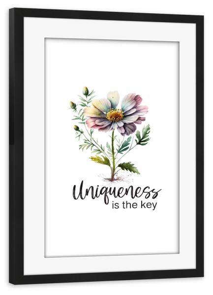 Poster mit Rahmen schwarz "Einzigartigkeit ist der Schlüssel" artboxONE - Natur,Floral,Fashion,Buchstaben,Für Mama