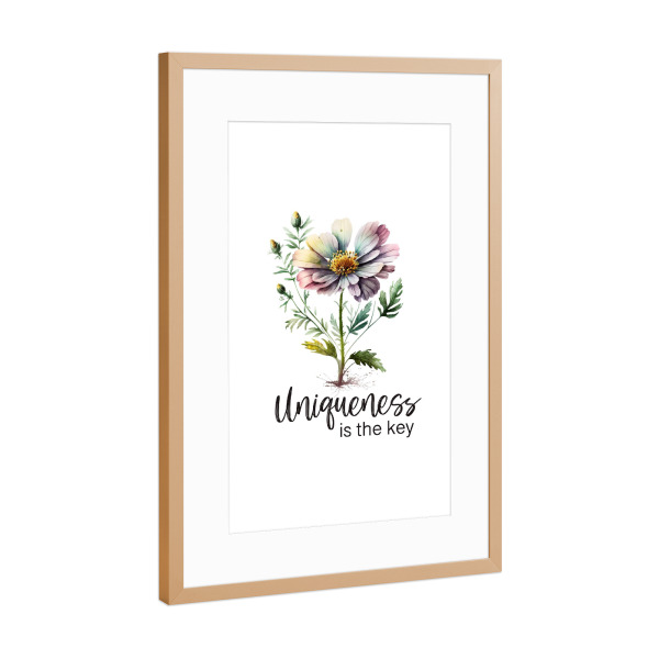Poster mit Rahmen Kupfer "Einzigartigkeit ist der Schlüssel" artboxONE - Natur,Floral,Fashion,Buchstaben,Für Mama