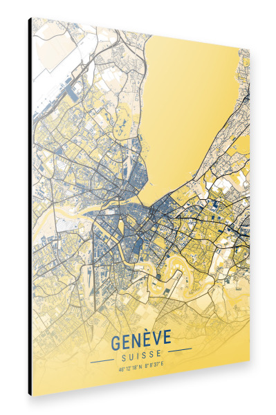 Alu-Dibond "Stadt Genève City Map" 30x20 cm artboxONE