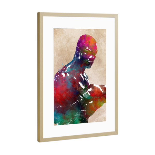 Poster mit Rahmen Gold "Boxsport Kunst B" artboxONE - Sport - Boxen,Box,Boxer,Sport,Kämpfer