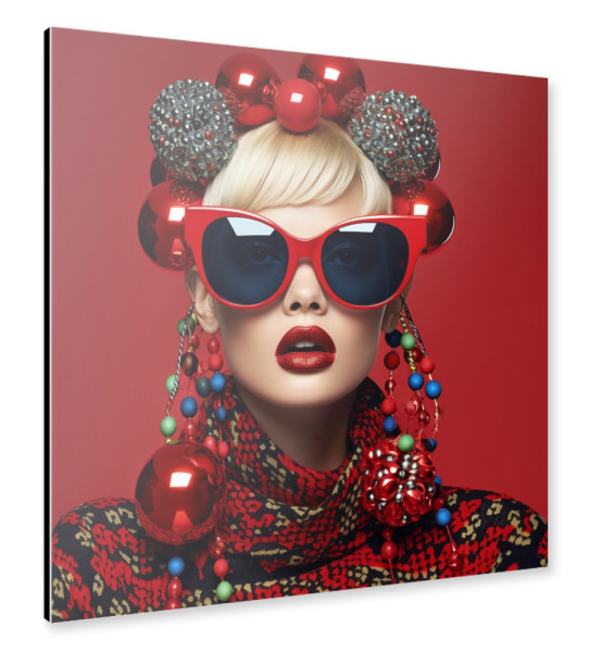 Alu-Dibond "STYLISH CHRISTMAS WOMAN" 30x30 cm artboxONE