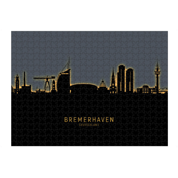 Puzzle Ravensburger "Bremerhaven Skyline Glow Orange" artboxONE - Städte