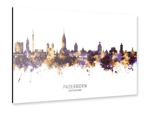 Alu-Dibond "Paderborn Skyline PurpleGold" 30x20 cm artboxONE