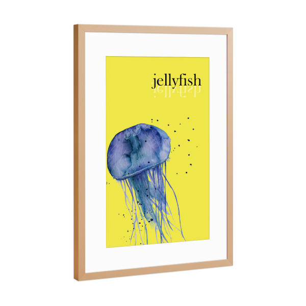 Poster mit Rahmen Kupfer "Jellyfish in jellow" artboxONE - Natur,Abstrakt,Unterwasser,Lustig
