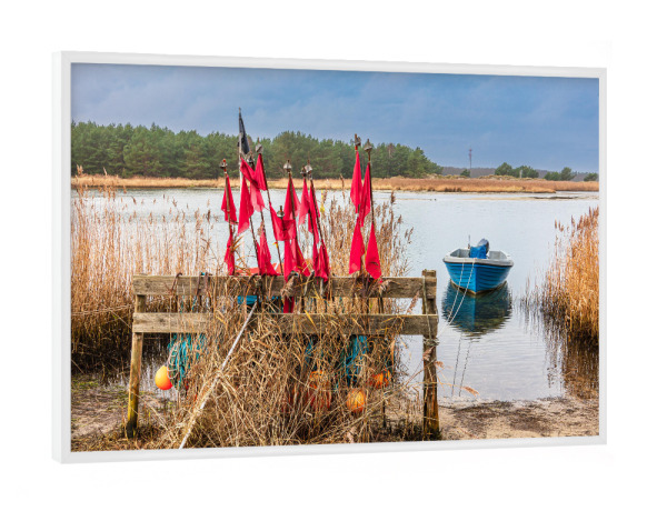 Poster mit weißem Rahmen "Fischerboot am Nothafen" artboxONE - Natur,Reise,Reise / Strand und Meer