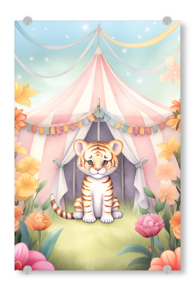 Acrylglasbild "Kleiner Zirkus Tiger" artboxONE - Floral,Für Kinder,Tiere