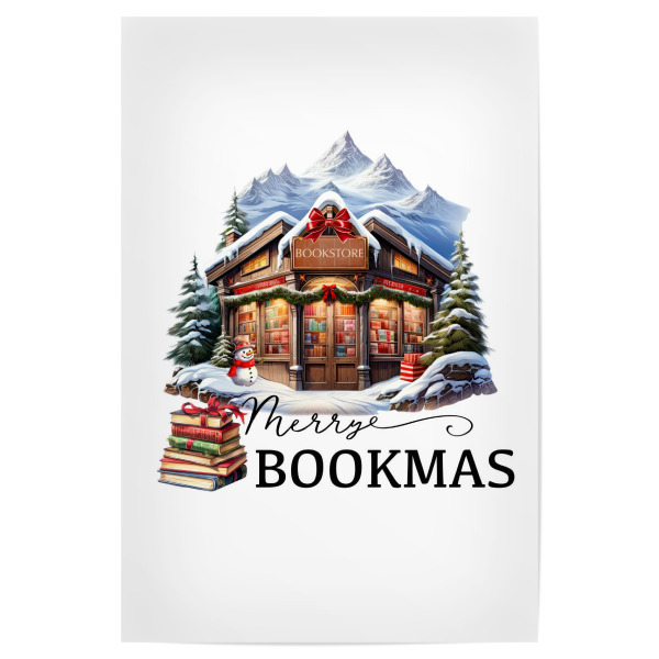 Poster "Merry Bookmas Weihnachtsdorf" artboxONE - Architektur,Weihnachten,Buchstaben,Festivals,Lustig