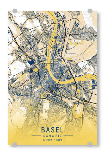 Acrylglasbild "Wandbild von Basel" artboxONE - Städte,Kartografie