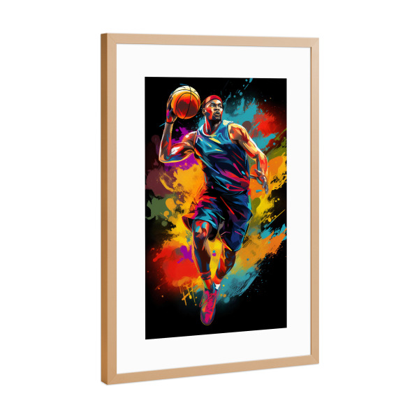Poster mit Rahmen Kupfer "Basketball Colorful 5 (matart)" artboxONE - Menschen,Sport,Männer