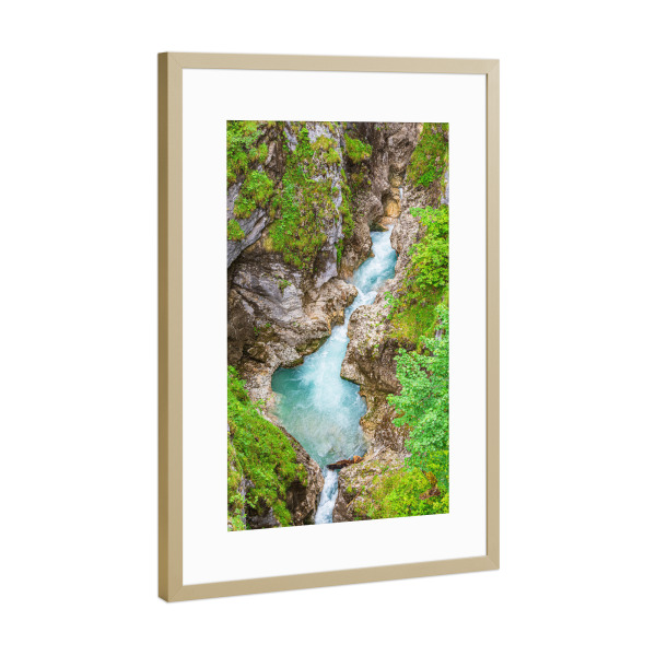 Poster mit Rahmen Gold "Leutaschklamm bei Mittenwald" artboxONE - Natur,Reise